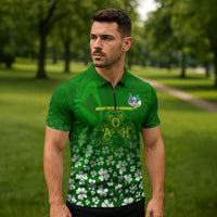 Ancient Order Of Hibernians Zipper Polo Shirt Irish Celtic Knotwork - Shamrock Harp