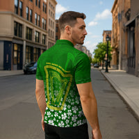 Ancient Order Of Hibernians Zipper Polo Shirt Irish Celtic Knotwork - Shamrock Harp