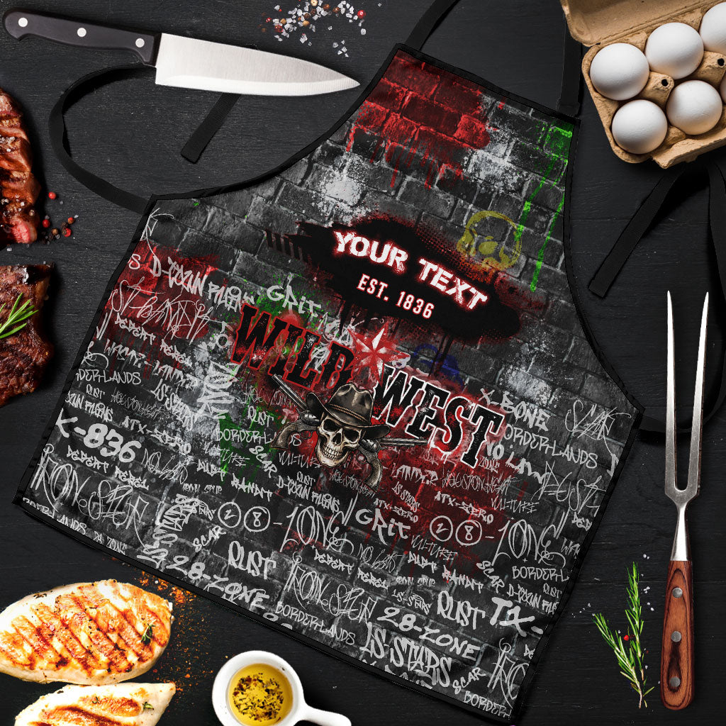 Personalized Wild West Borderlands Apron Urban Street Graffiti Art Skull Scorpion Symbols