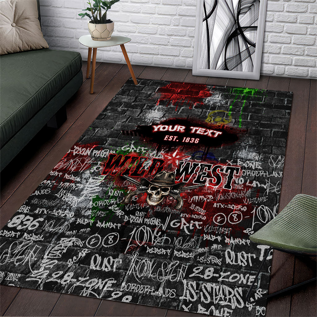 Personalized Wild West Borderlands Area Rug Urban Street Graffiti Art Skull Scorpion Symbols