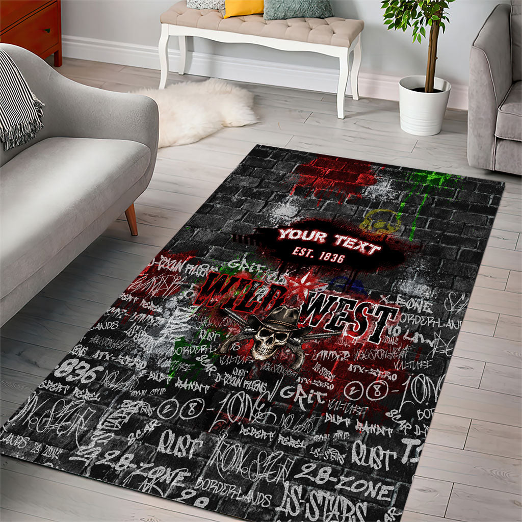 Personalized Wild West Borderlands Area Rug Urban Street Graffiti Art Skull Scorpion Symbols