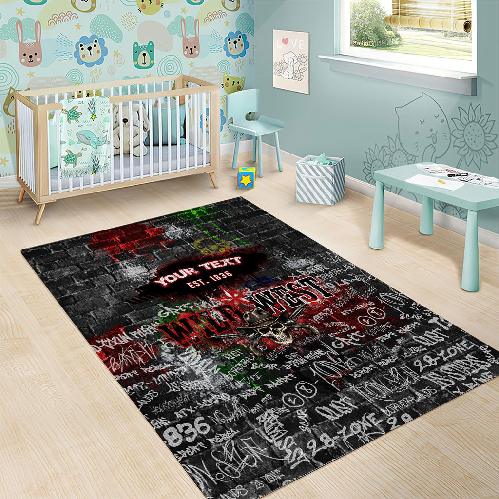 Personalized Wild West Borderlands Area Rug Urban Street Graffiti Art Skull Scorpion Symbols