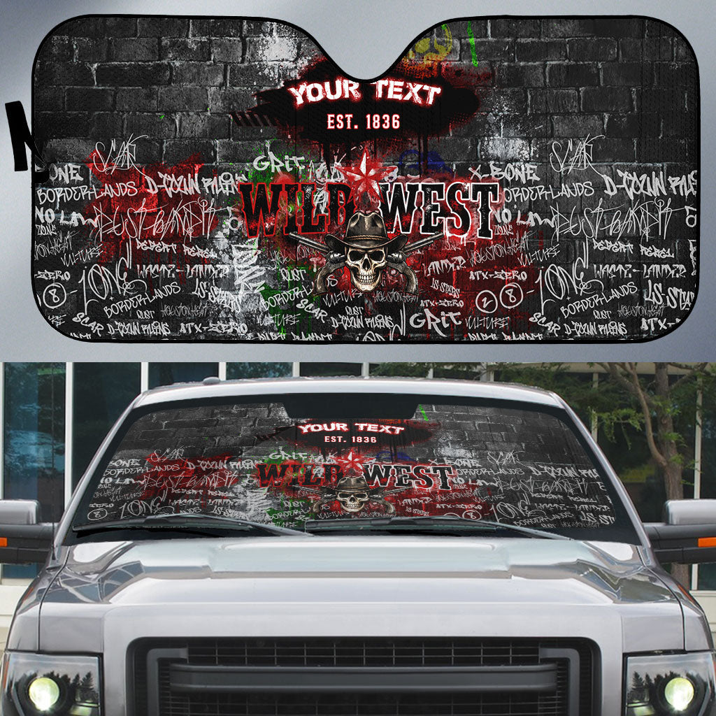 Personalized Wild West Borderlands Auto Sun Shade Urban Street Graffiti Art Skull Scorpion Symbols