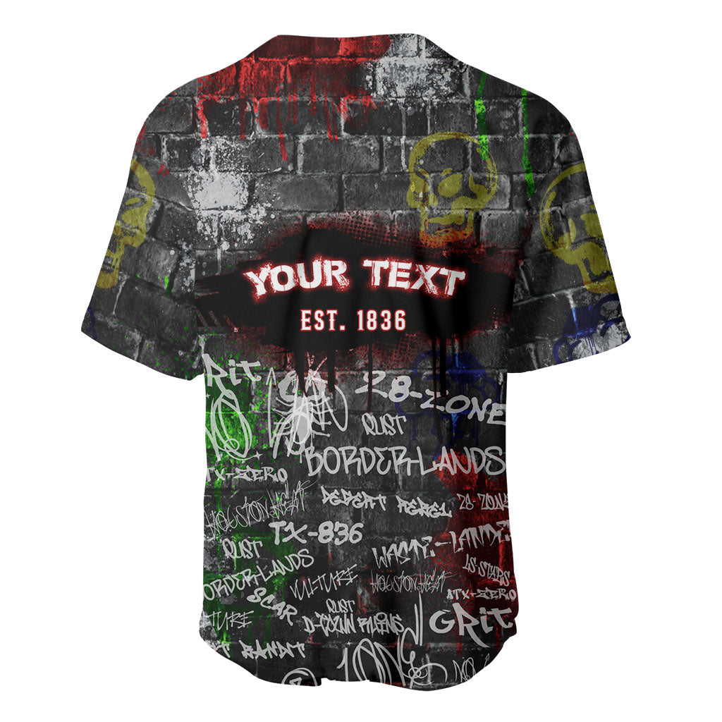 Personalized Wild West Borderlands Baseball Jersey Urban Street Graffiti Art Skull Scorpion Symbols