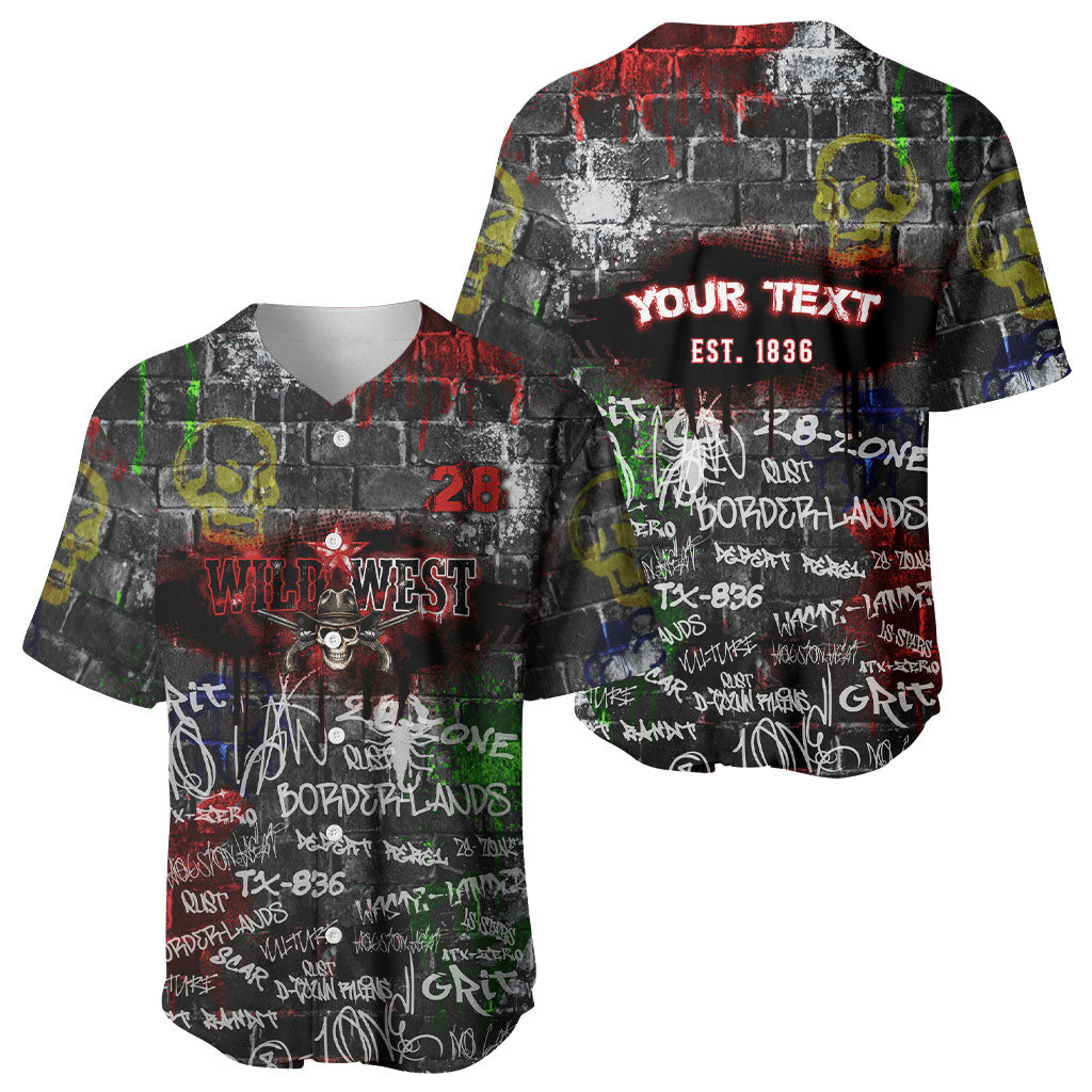 Personalized Wild West Borderlands Baseball Jersey Urban Street Graffiti Art Skull Scorpion Symbols