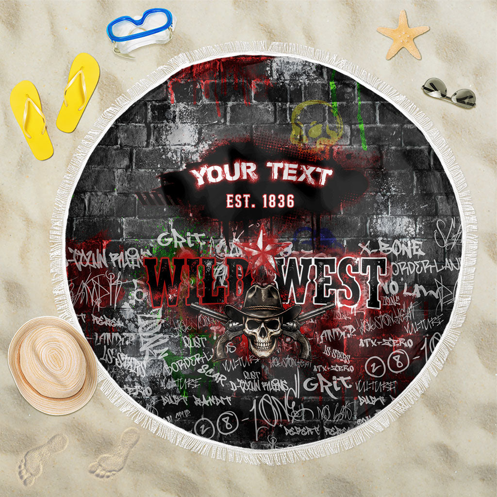 Personalized Wild West Borderlands Beach Blanket Urban Street Graffiti Art Skull Scorpion Symbols