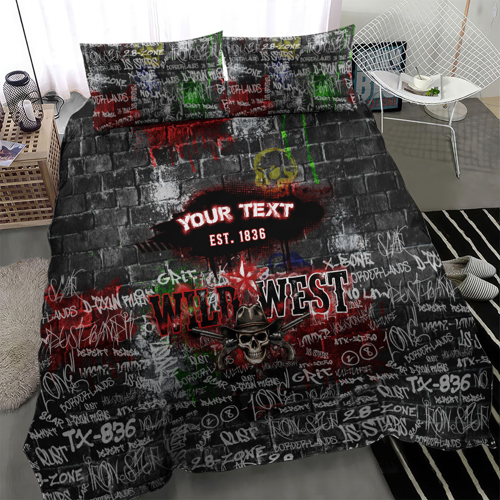 Personalized Wild West Borderlands Bedding Set Urban Street Graffiti Art Skull Scorpion Symbols