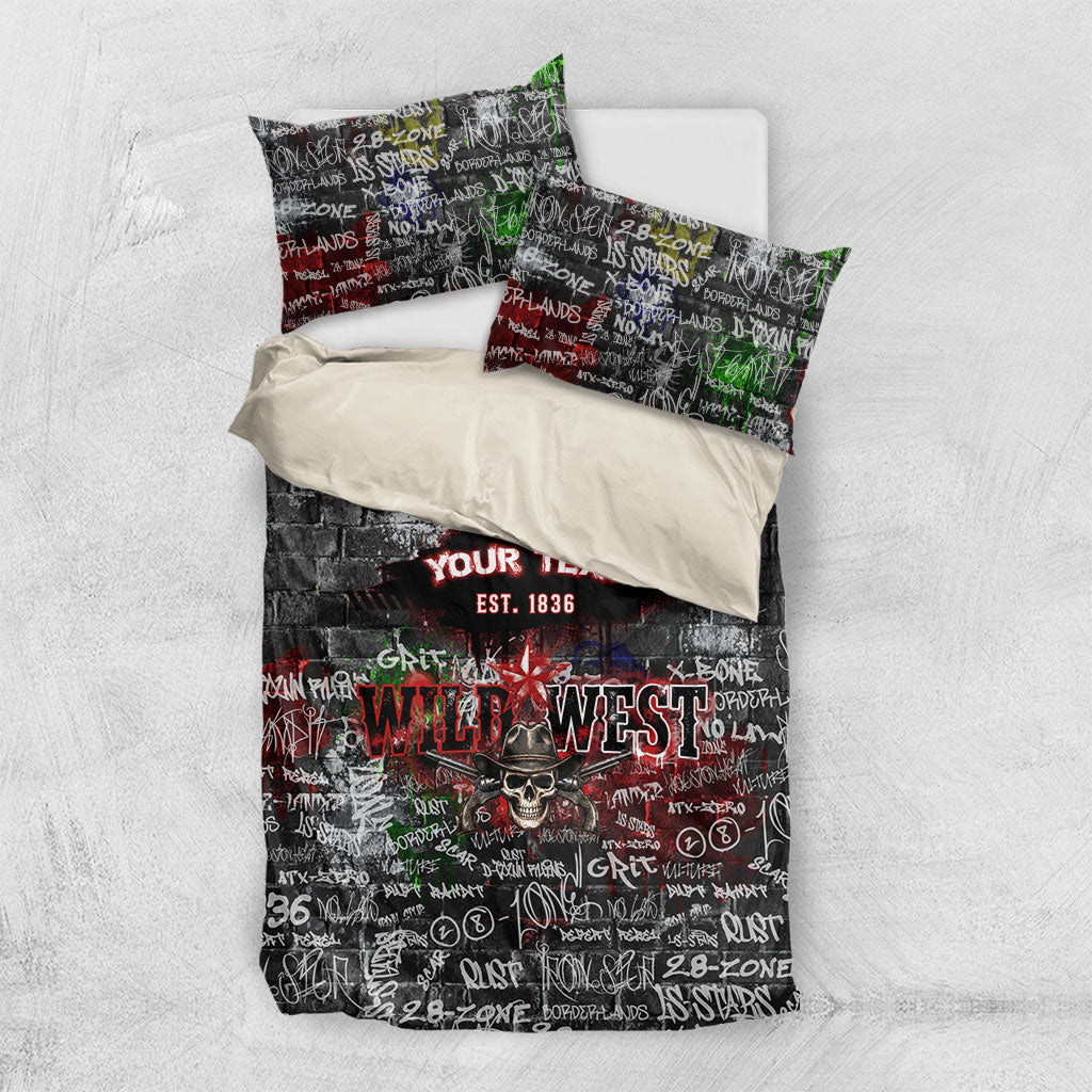 Personalized Wild West Borderlands Bedding Set Urban Street Graffiti Art Skull Scorpion Symbols