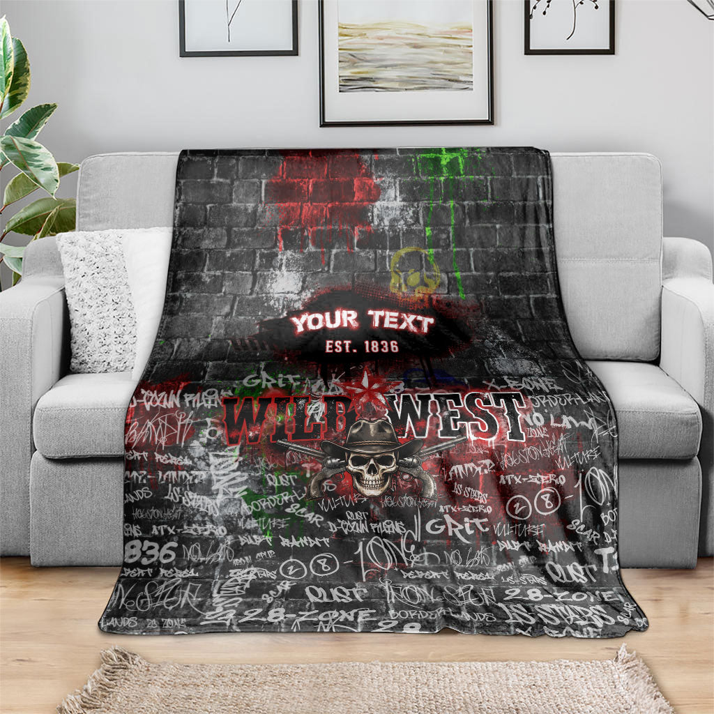 Personalized Wild West Borderlands Blanket Urban Street Graffiti Art Skull Scorpion Symbols