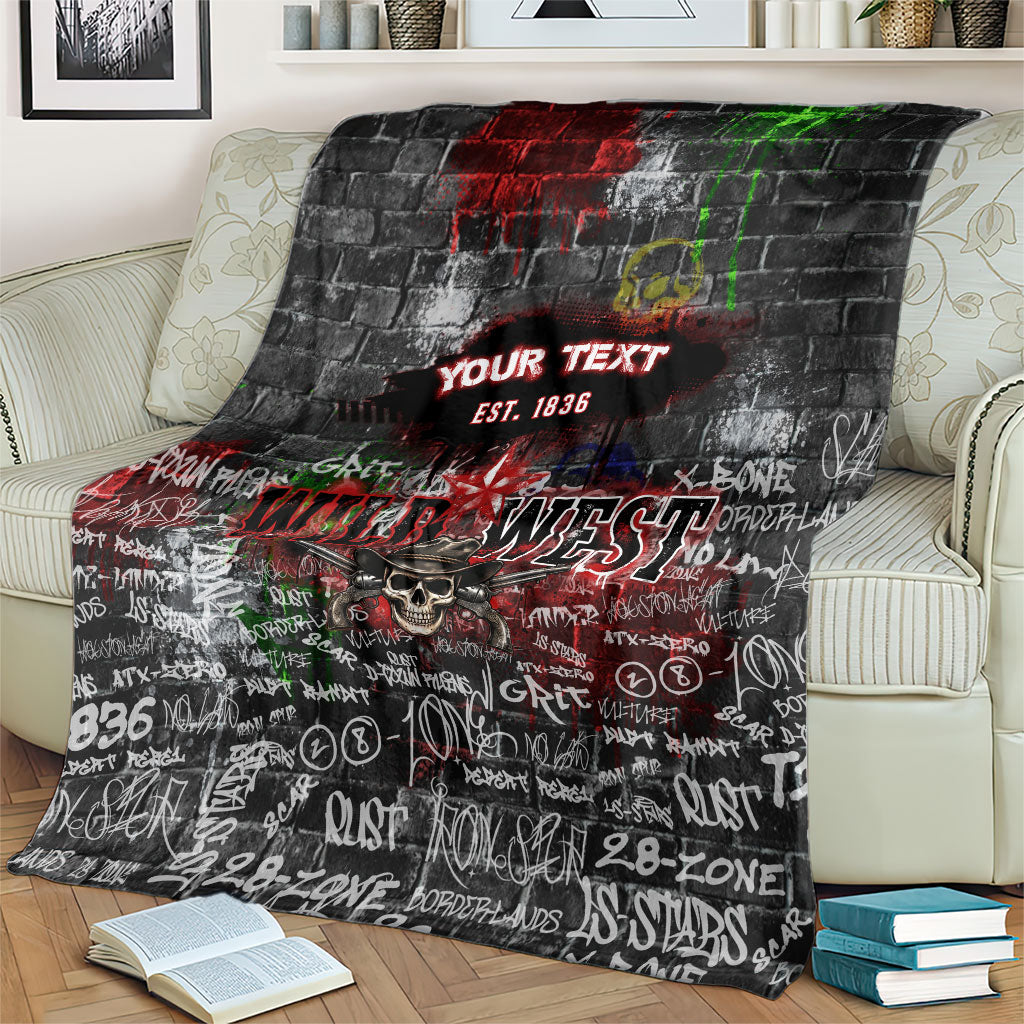 Personalized Wild West Borderlands Blanket Urban Street Graffiti Art Skull Scorpion Symbols