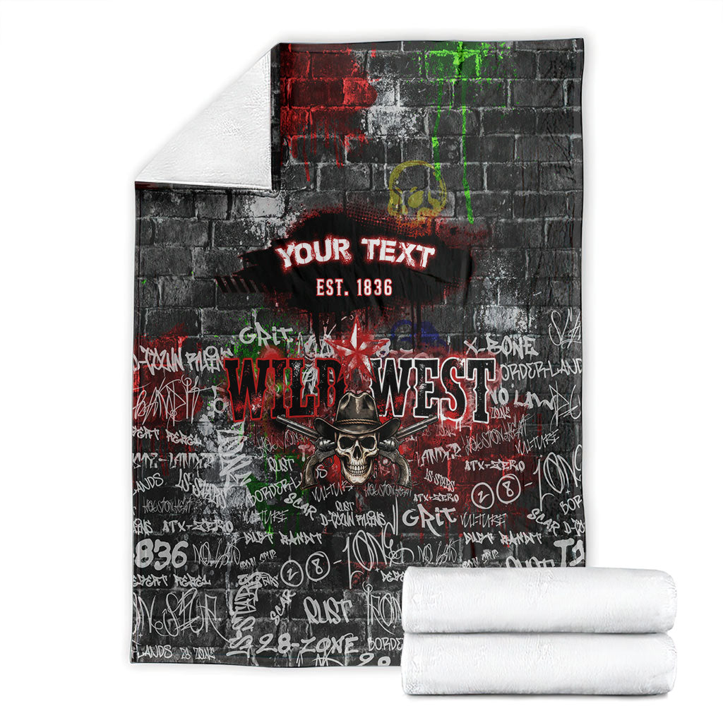 Personalized Wild West Borderlands Blanket Urban Street Graffiti Art Skull Scorpion Symbols