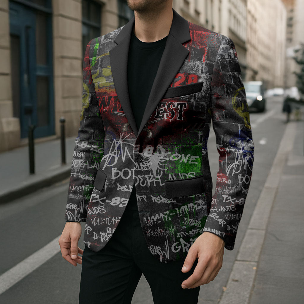 Personalized Wild West Borderlands Blazer Urban Street Graffiti Art Skull Scorpion Symbols