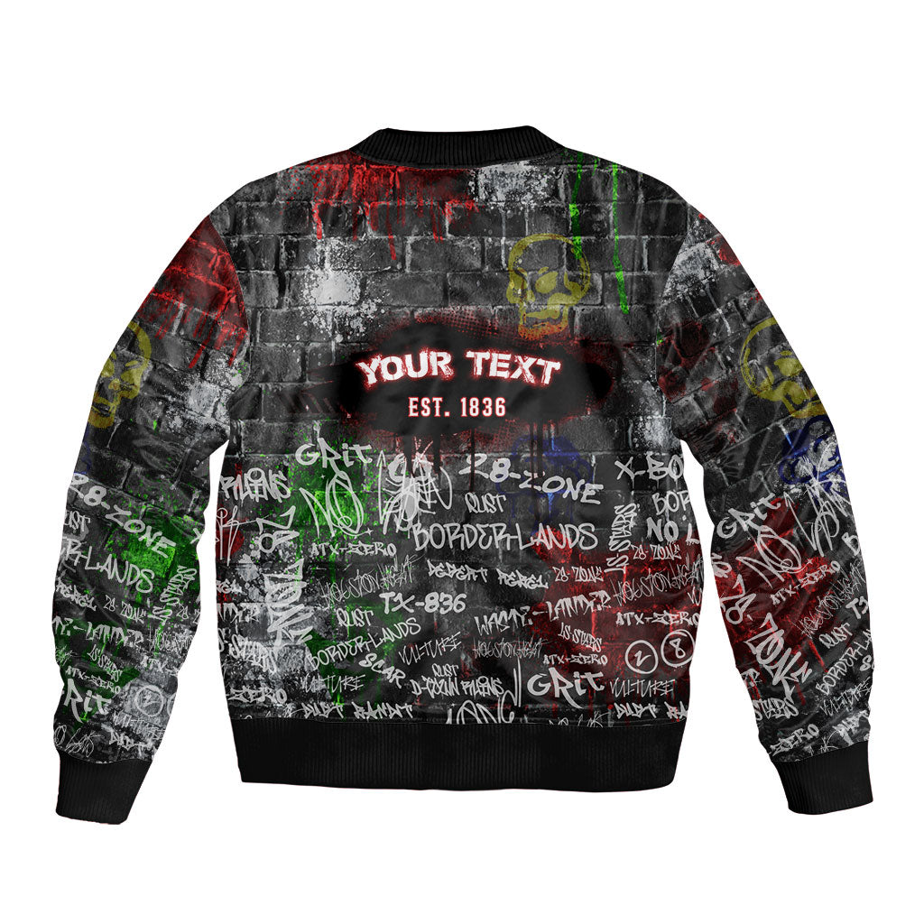 Personalized Wild West Borderlands Bomber Jacket Urban Street Graffiti Art Skull Scorpion Symbols