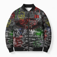 Personalized Wild West Borderlands Bomber Puffer Jacket Urban Street Graffiti Art Skull Scorpion Symbols