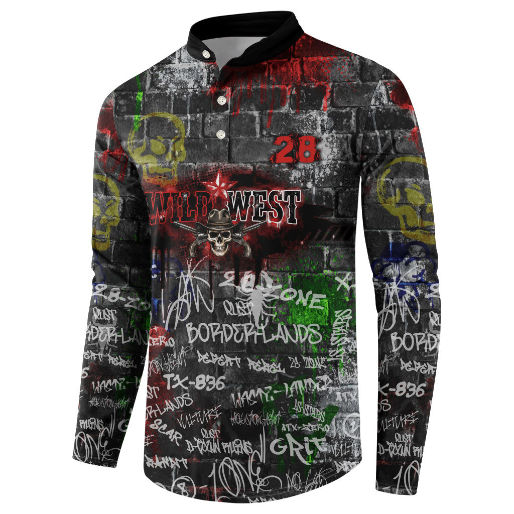 Personalized Wild West Borderlands Button Sweatshirt Urban Street Graffiti Art Skull Scorpion Symbols