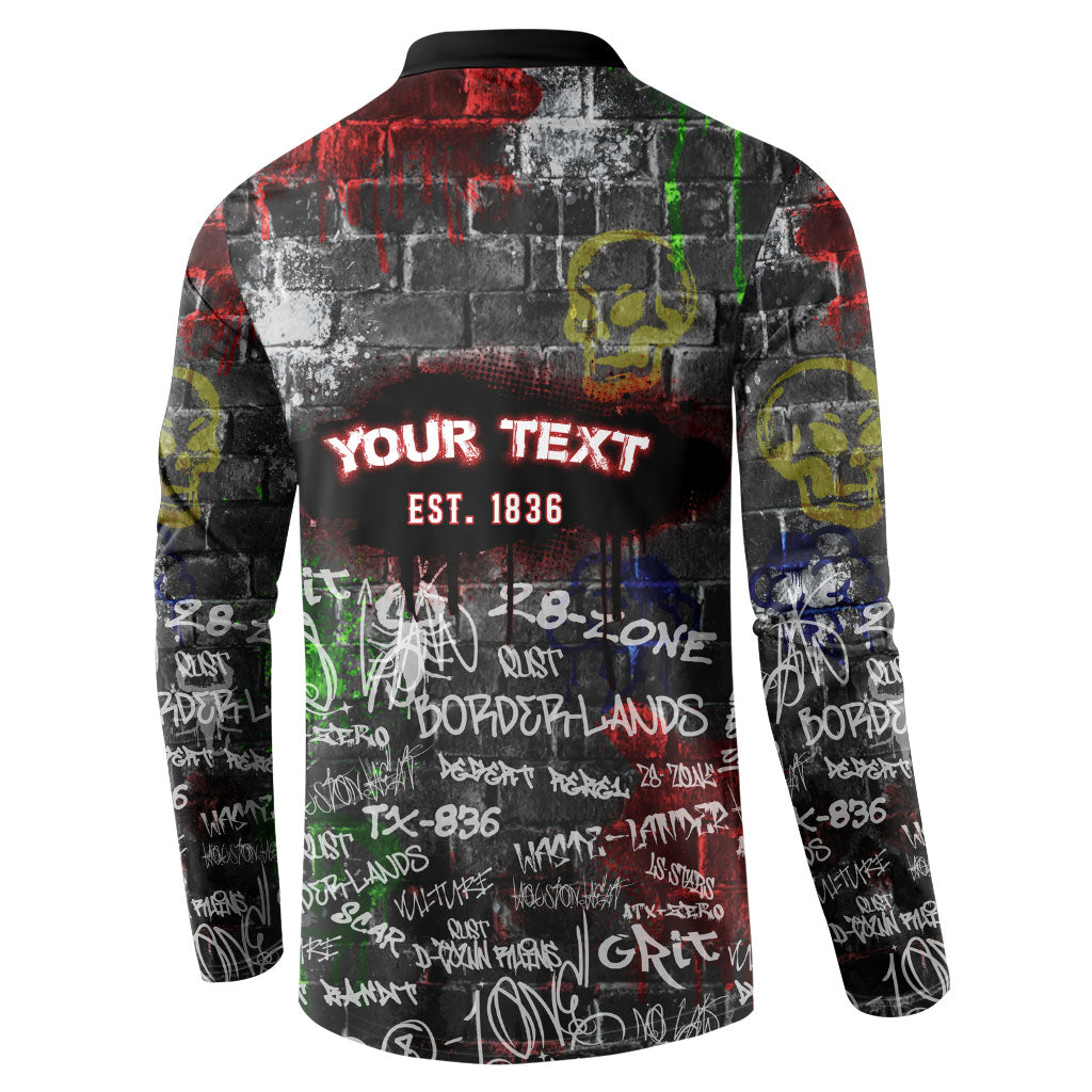 Personalized Wild West Borderlands Button Sweatshirt Urban Street Graffiti Art Skull Scorpion Symbols