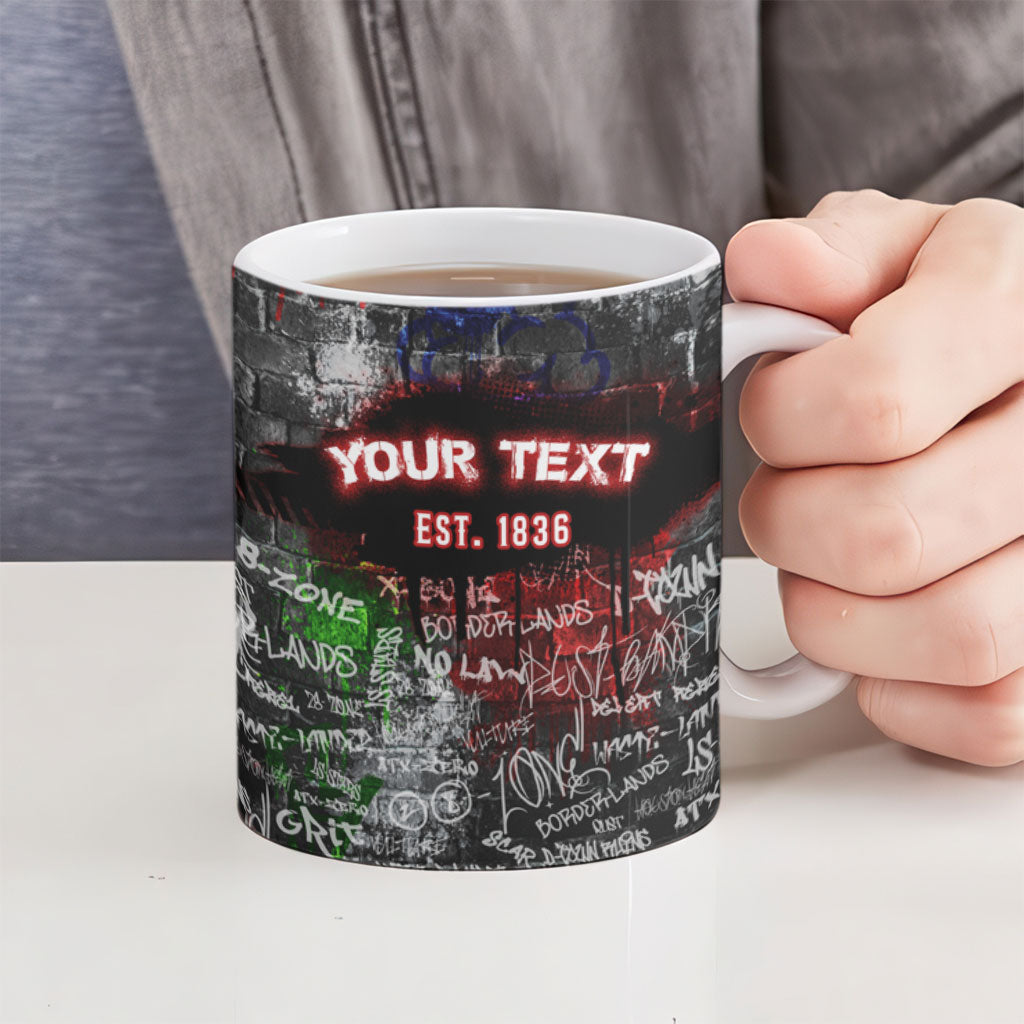 Personalized Wild West Borderlands Ceramic Mug Urban Street Graffiti Art Skull Scorpion Symbols