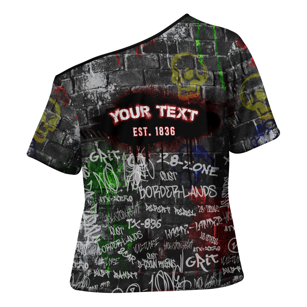 Personalized Wild West Borderlands Cross Shoulder Shirt Urban Street Graffiti Art Skull Scorpion Symbols