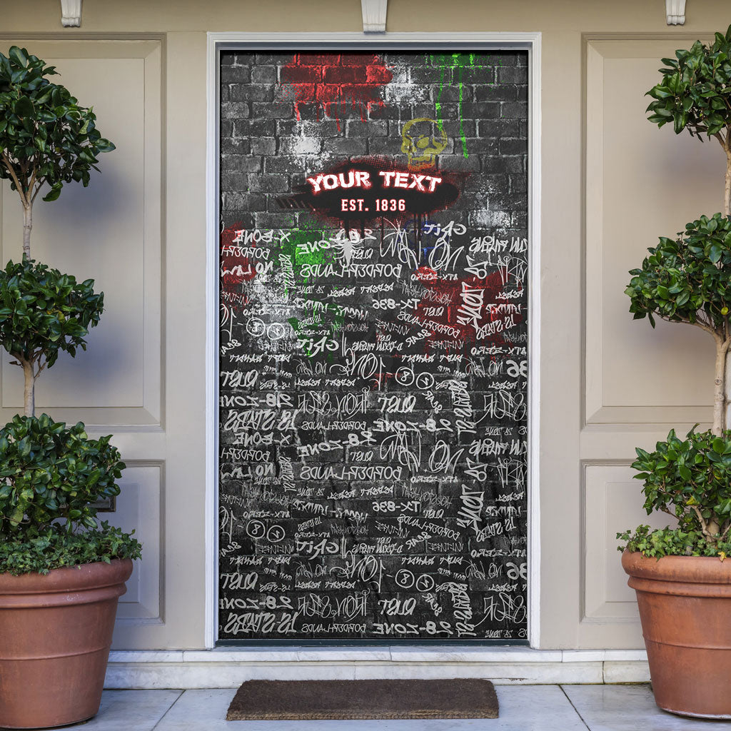 Personalized Wild West Borderlands Door Cover Urban Street Graffiti Art Skull Scorpion Symbols