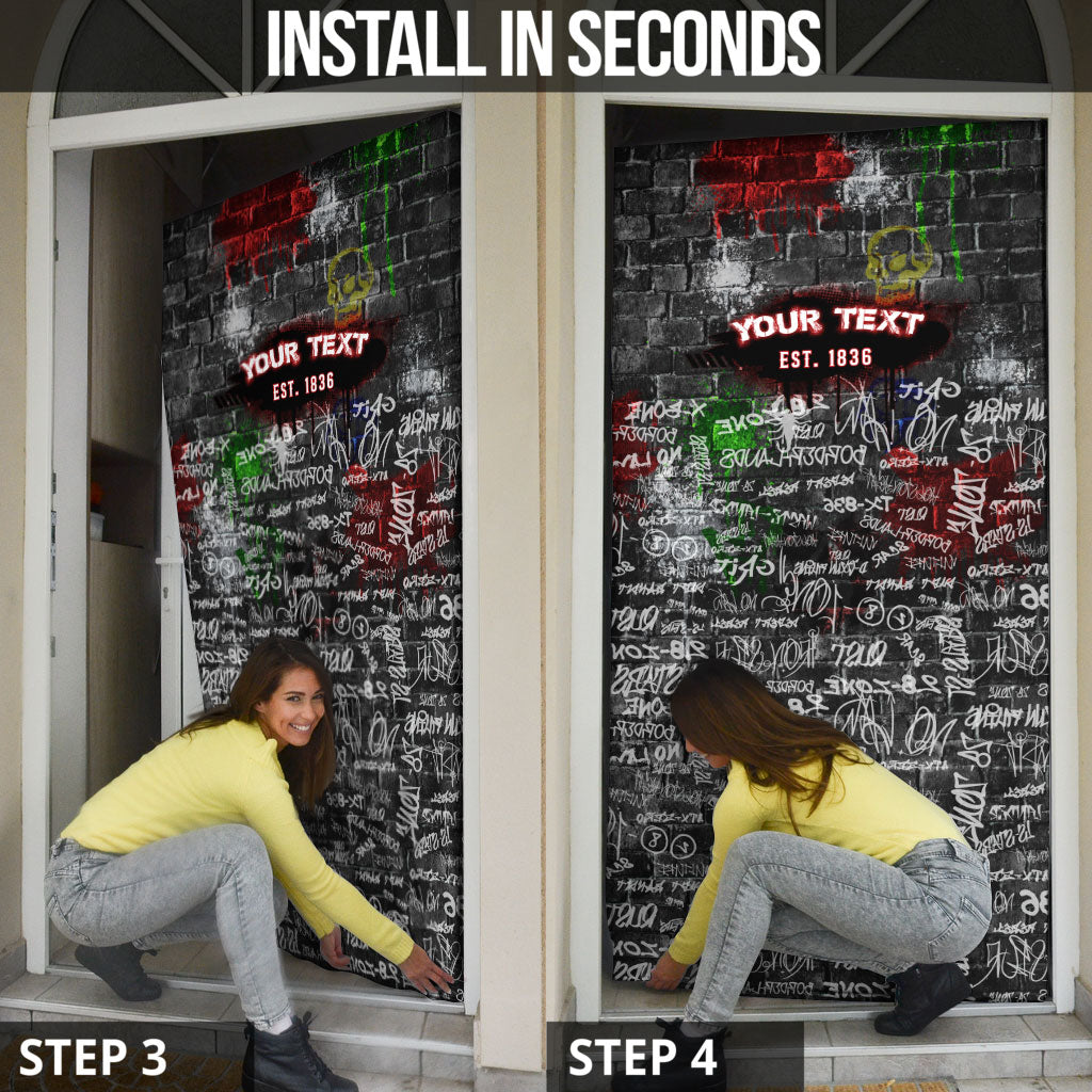 Personalized Wild West Borderlands Door Cover Urban Street Graffiti Art Skull Scorpion Symbols