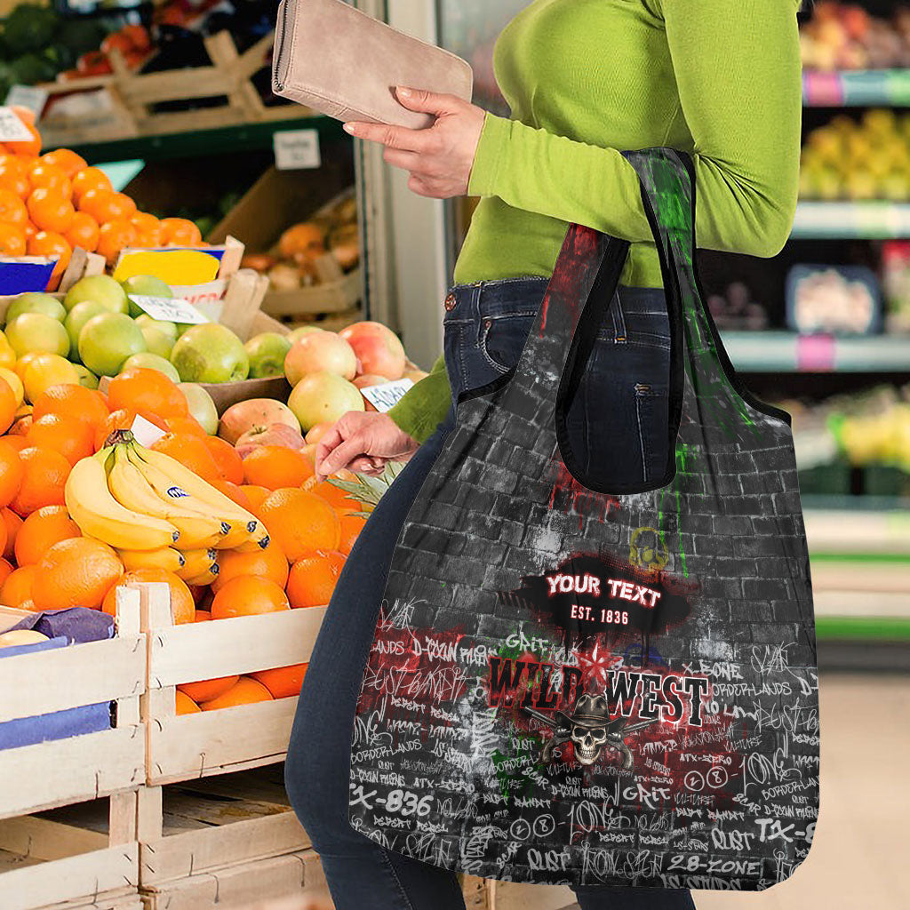 Personalized Wild West Borderlands Grocery Bag Urban Street Graffiti Art Skull Scorpion Symbols