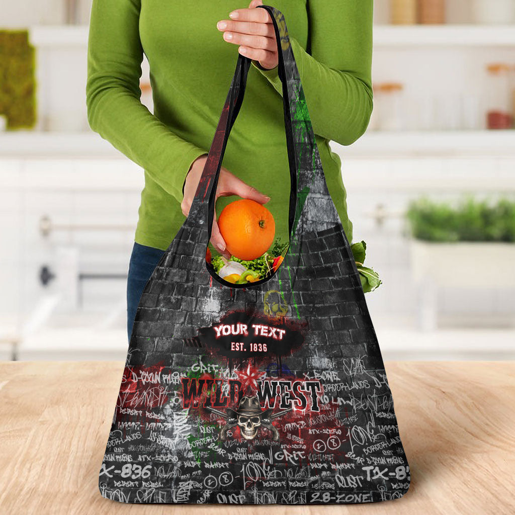 Personalized Wild West Borderlands Grocery Bag Urban Street Graffiti Art Skull Scorpion Symbols