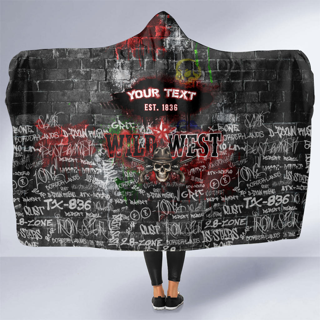 Personalized Wild West Borderlands Hooded Blanket Urban Street Graffiti Art Skull Scorpion Symbols