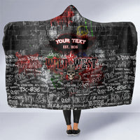 Personalized Wild West Borderlands Hooded Blanket Urban Street Graffiti Art Skull Scorpion Symbols