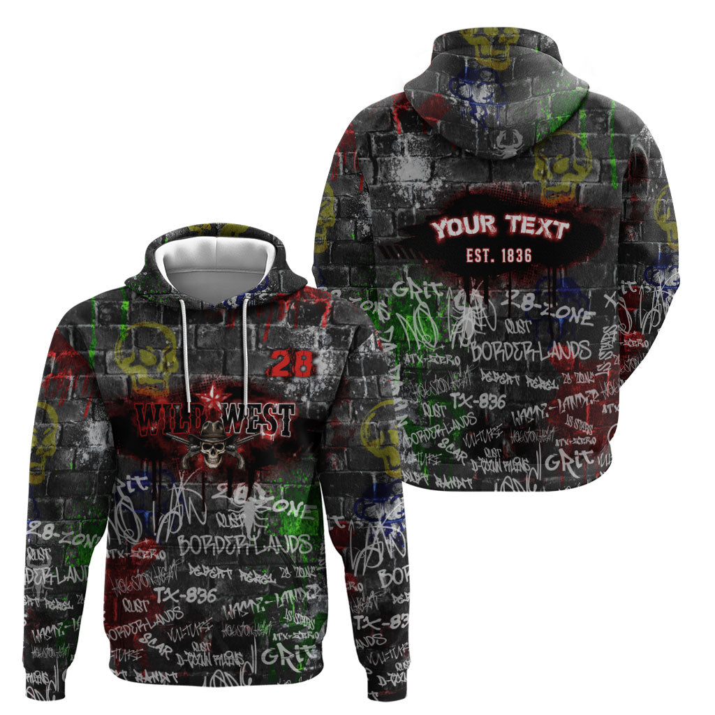 Personalized Wild West Borderlands Hoodie Urban Street Graffiti Art Skull Scorpion Symbols