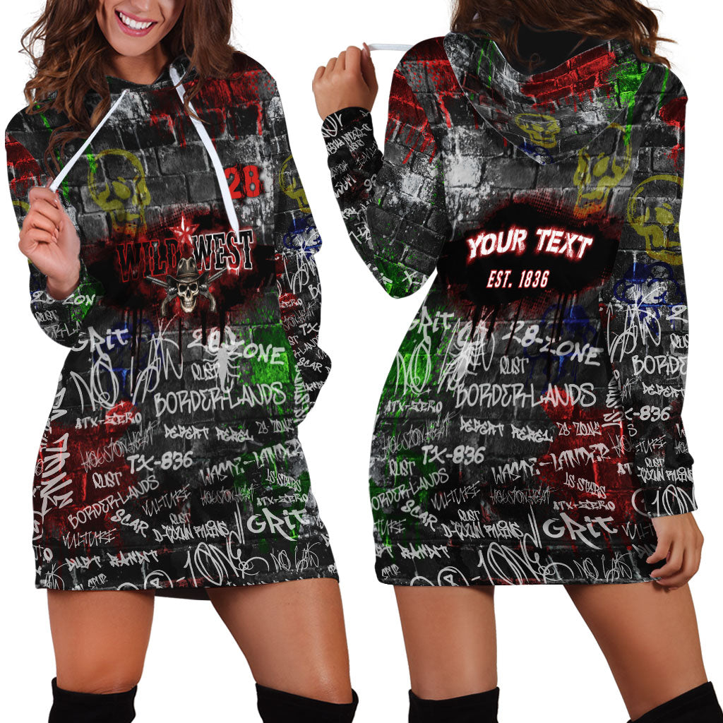 Personalized Wild West Borderlands Hoodie Dress Urban Street Graffiti Art Skull Scorpion Symbols