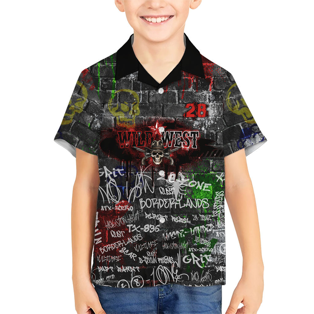 Personalized Wild West Borderlands Kid Hawaiian Shirt Urban Street Graffiti Art Skull Scorpion Symbols