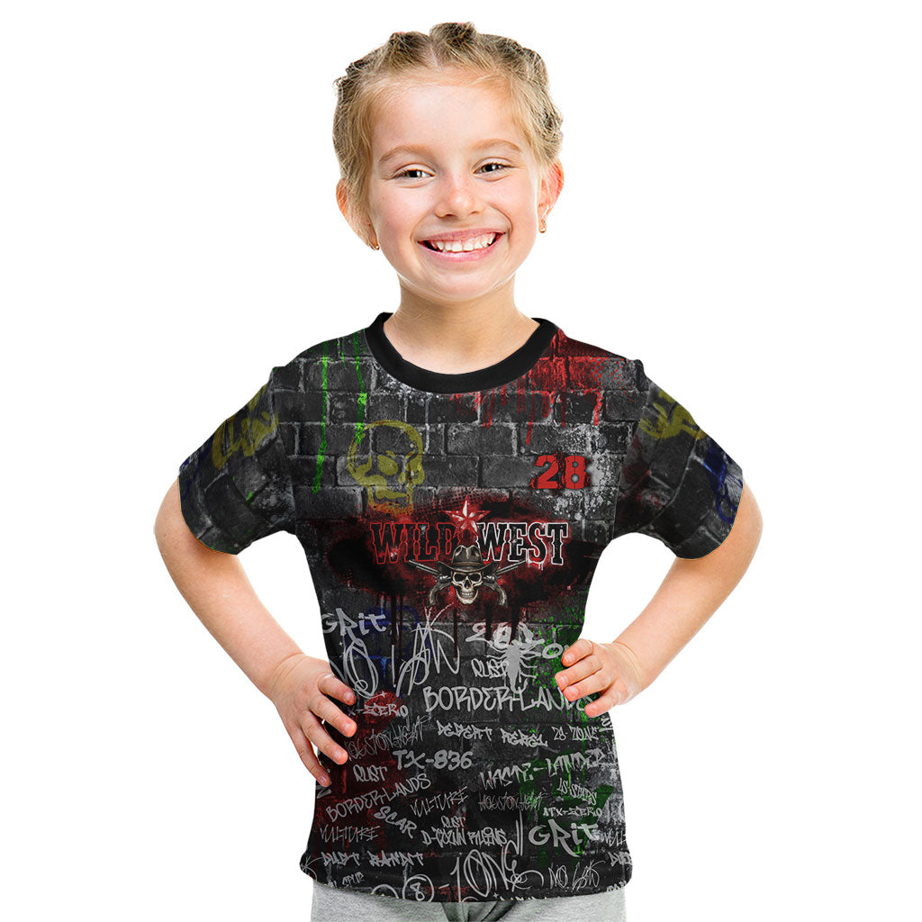 Personalized Wild West Borderlands Kid T Shirt Urban Street Graffiti Art Skull Scorpion Symbols