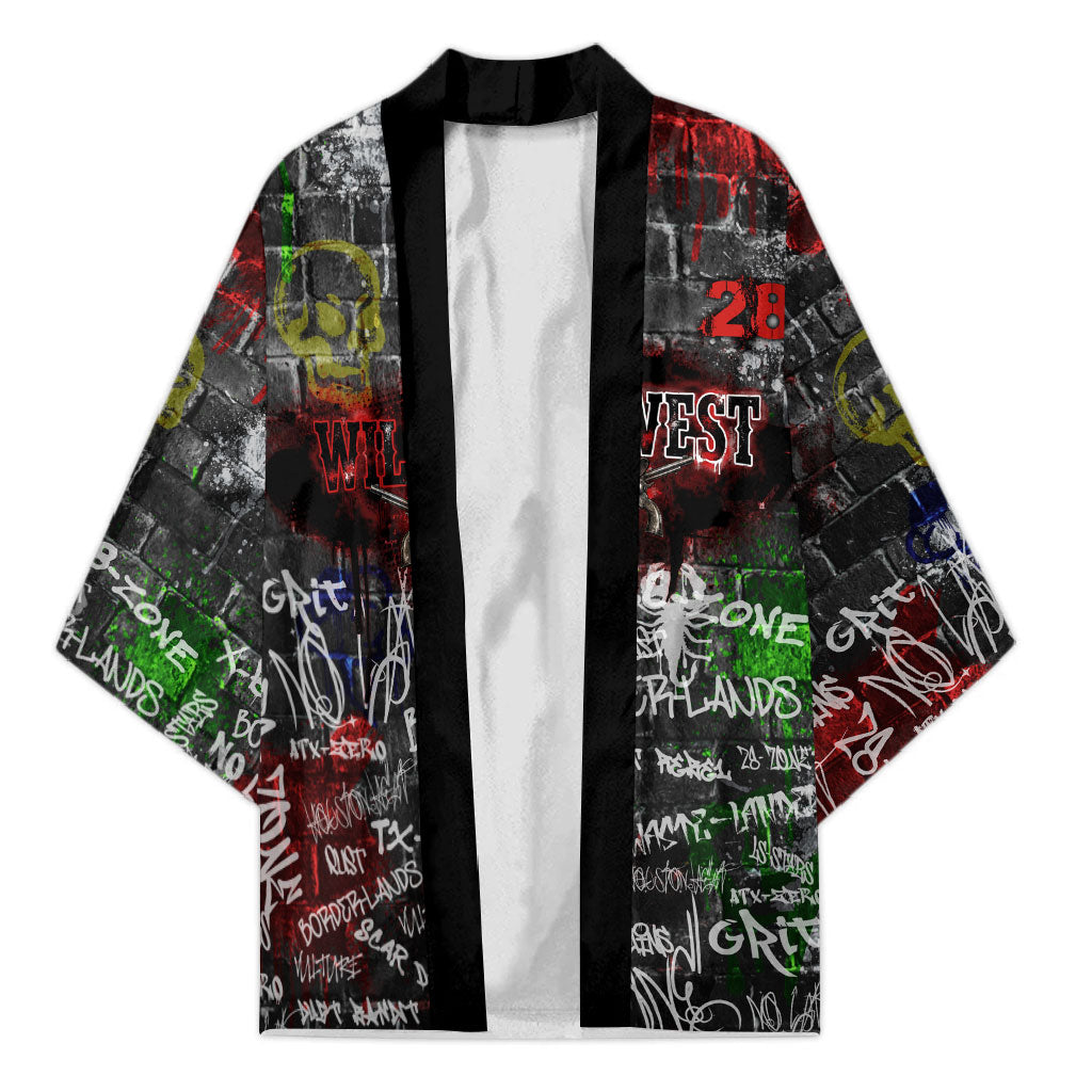 Personalized Wild West Borderlands Kimono Urban Street Graffiti Art Skull Scorpion Symbols