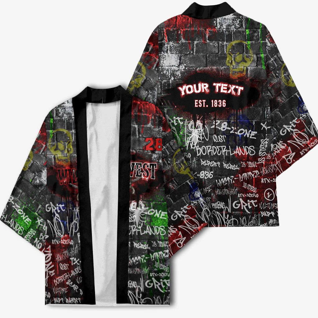 Personalized Wild West Borderlands Kimono Urban Street Graffiti Art Skull Scorpion Symbols
