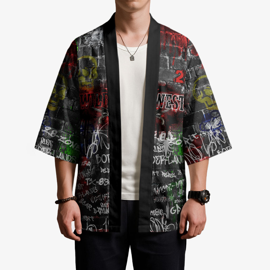 Personalized Wild West Borderlands Kimono Urban Street Graffiti Art Skull Scorpion Symbols