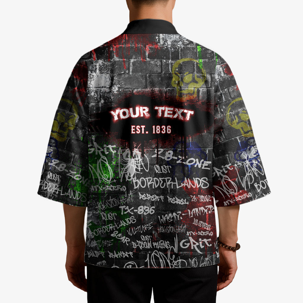Personalized Wild West Borderlands Kimono Urban Street Graffiti Art Skull Scorpion Symbols