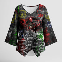 Personalized Wild West Borderlands Kimono Sleeve Blouse Urban Street Graffiti Art Skull Scorpion Symbols
