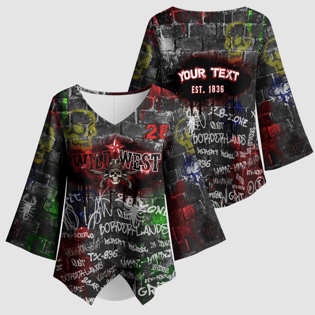 Personalized Wild West Borderlands Kimono Sleeve Blouse Urban Street Graffiti Art Skull Scorpion Symbols