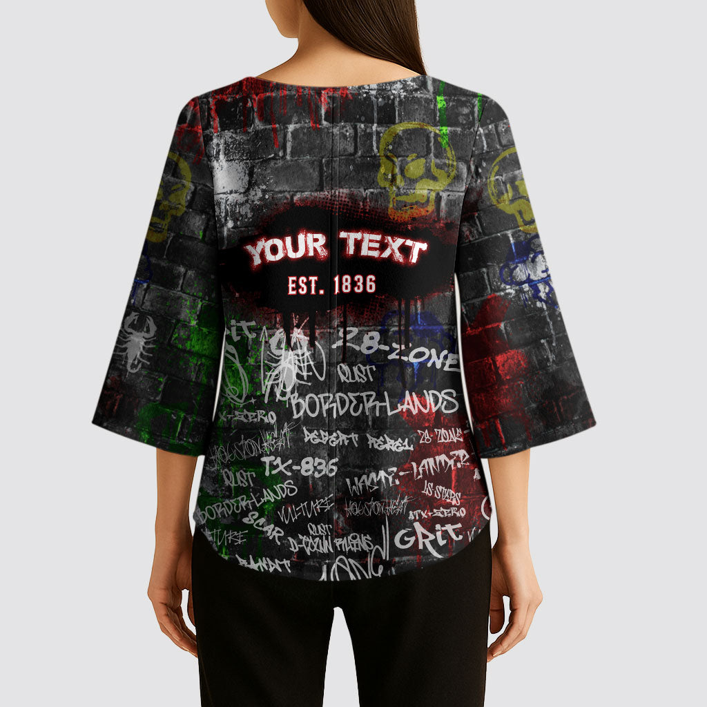 Personalized Wild West Borderlands Kimono Sleeve Blouse Urban Street Graffiti Art Skull Scorpion Symbols