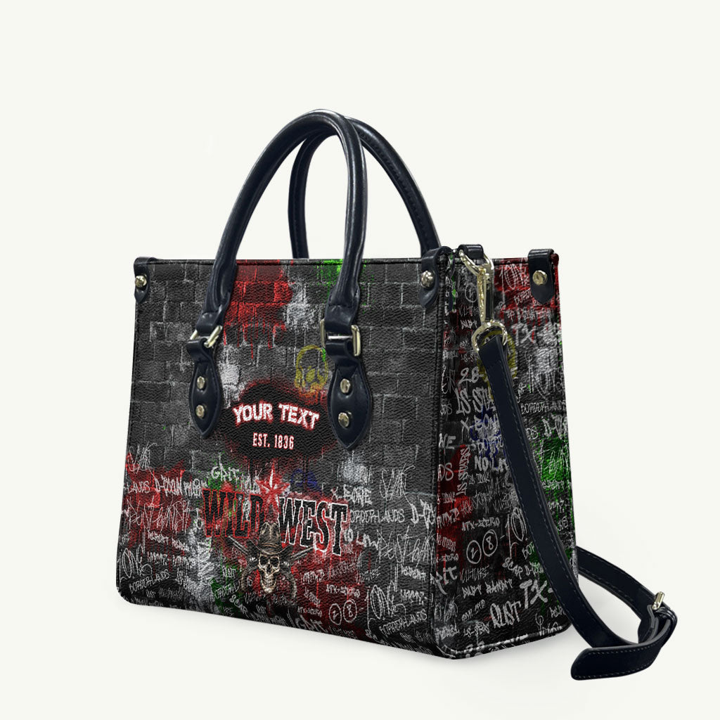 Personalized Wild West Borderlands Leather Bag Urban Street Graffiti Art Skull Scorpion Symbols