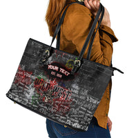 Personalized Wild West Borderlands Leather Tote Bag Urban Street Graffiti Art Skull Scorpion Symbols