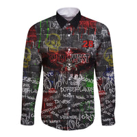 Personalized Wild West Borderlands Long Sleeve Button Shirt Urban Street Graffiti Art Skull Scorpion Symbols