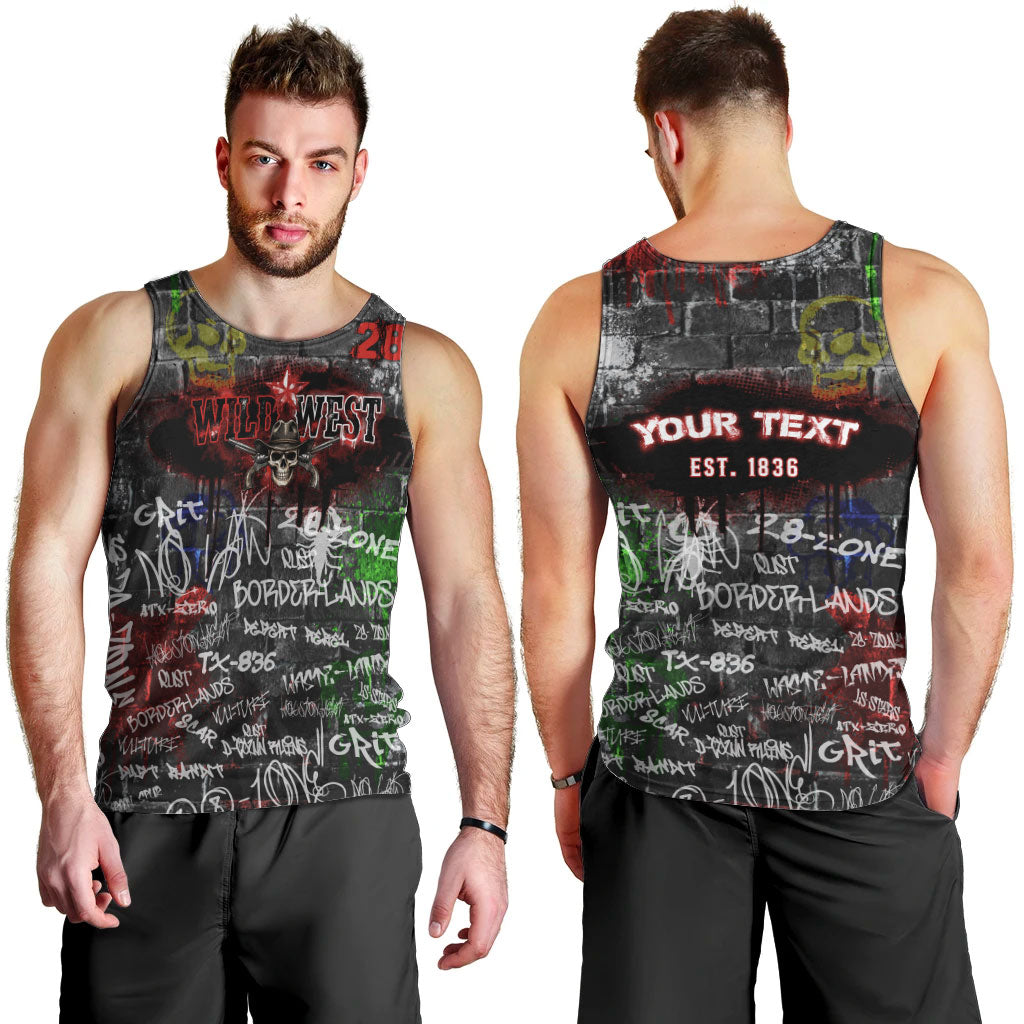 Personalized Wild West Borderlands Men Tank Top Urban Street Graffiti Art Skull Scorpion Symbols