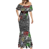 Personalized Wild West Borderlands Mermaid Dress Urban Street Graffiti Art Skull Scorpion Symbols