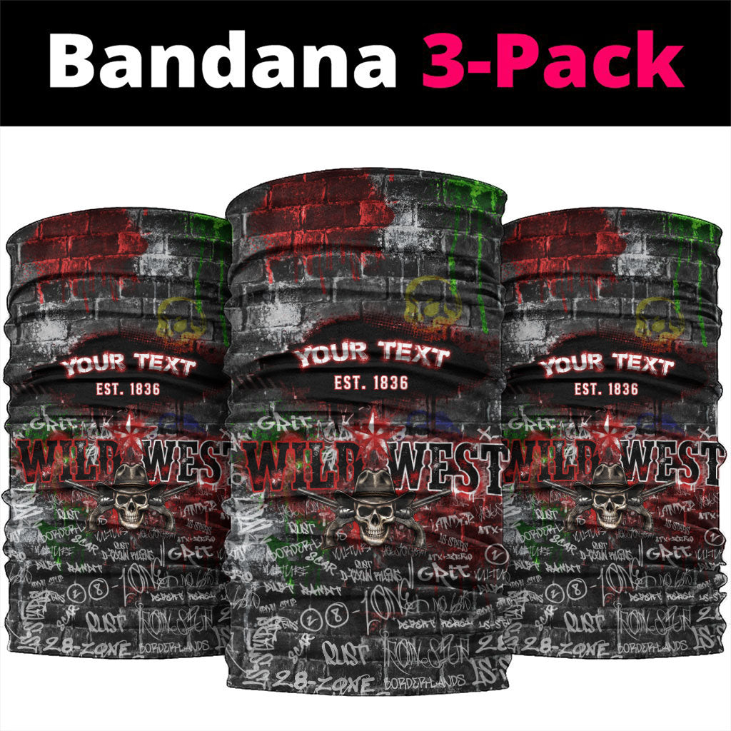 Personalized Wild West Borderlands Neck Gaiter Urban Street Graffiti Art Skull Scorpion Symbols
