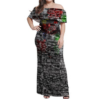 Personalized Wild West Borderlands Off Shoulder Maxi Dress Urban Street Graffiti Art Skull Scorpion Symbols