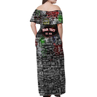 Personalized Wild West Borderlands Off Shoulder Maxi Dress Urban Street Graffiti Art Skull Scorpion Symbols