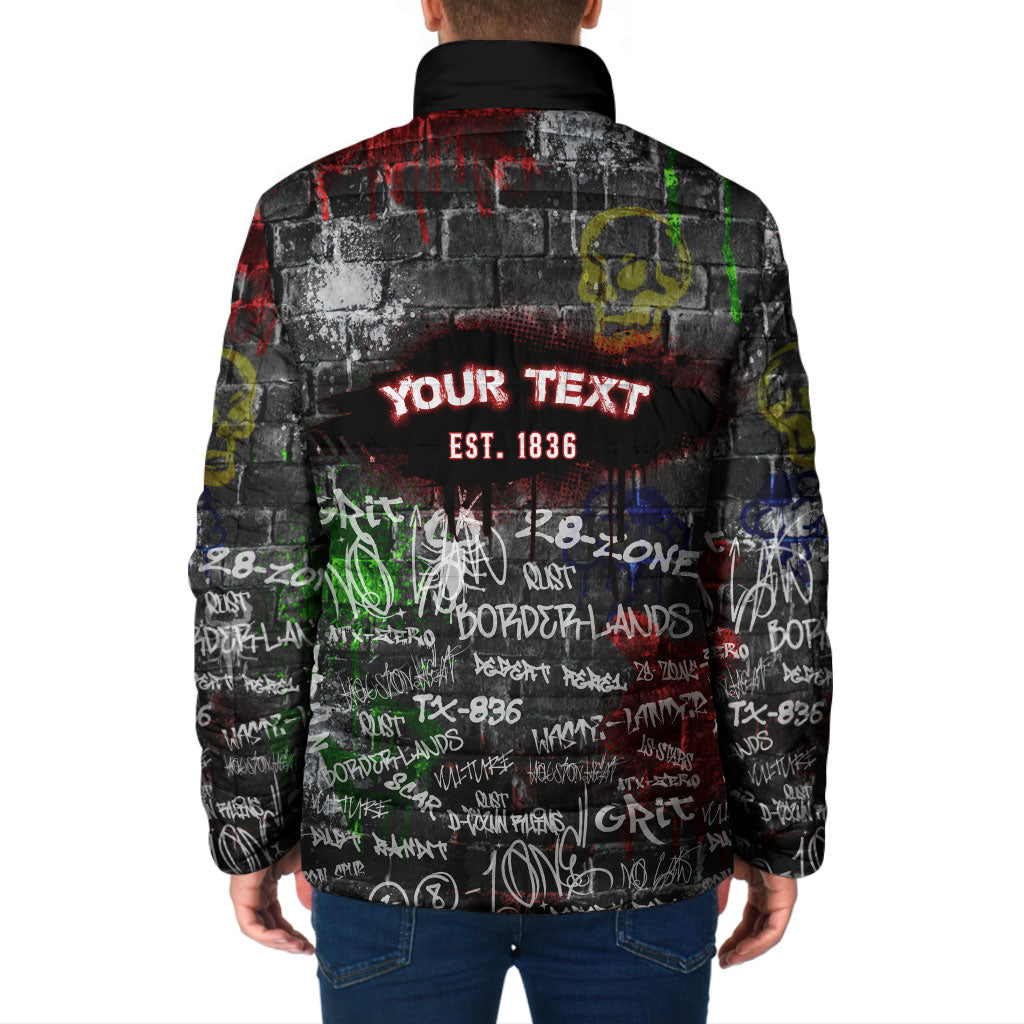 Personalized Wild West Borderlands Padded Jacket Urban Street Graffiti Art Skull Scorpion Symbols