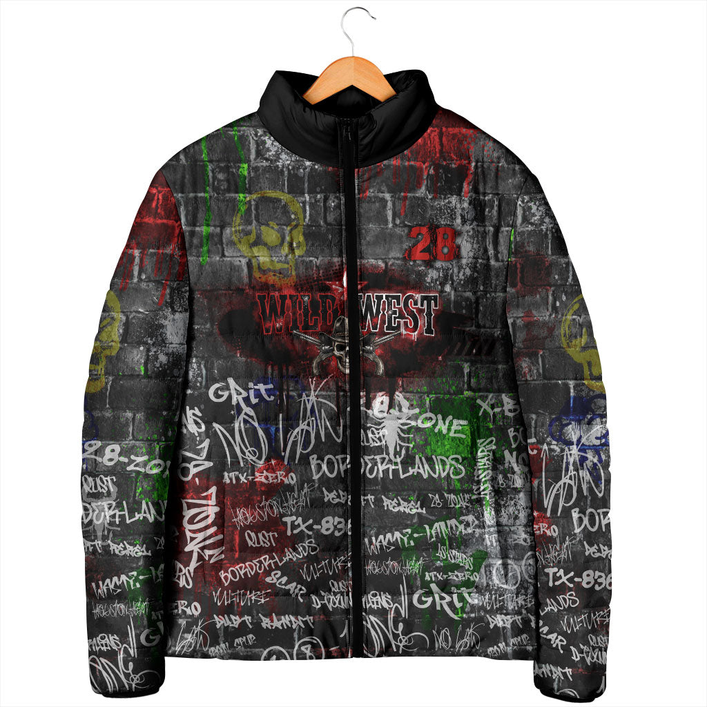 Personalized Wild West Borderlands Padded Jacket Urban Street Graffiti Art Skull Scorpion Symbols
