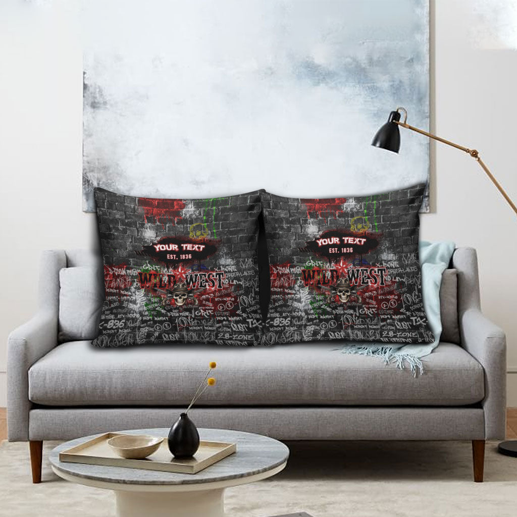 Personalized Wild West Borderlands Pillow Cover Urban Street Graffiti Art Skull Scorpion Symbols
